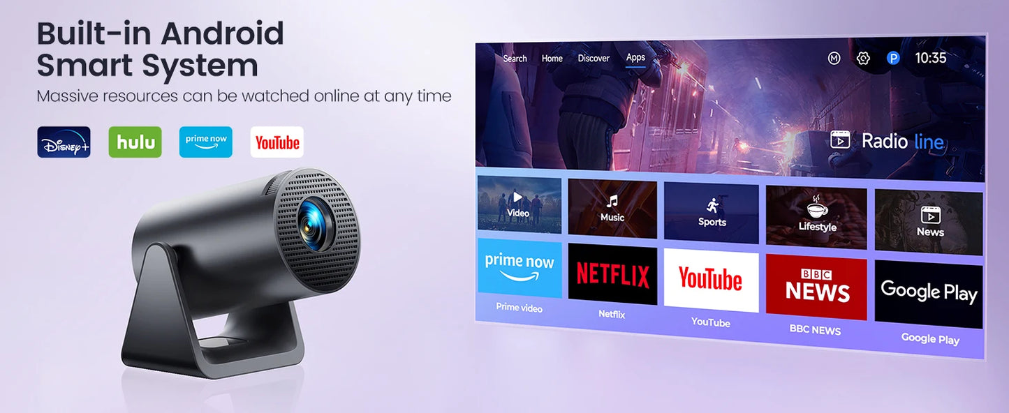 Wimius L1 Mini Projector 1080P Support 300 ANSI Android 11 Wifi Bluetooth Projector Auto Keystone Home Projector Portable
