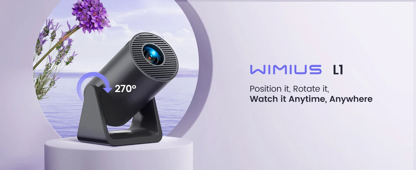 Wimius L1 Mini Projector 1080P Support 300 ANSI Android 11 Wifi Bluetooth Projector Auto Keystone Home Projector Portable